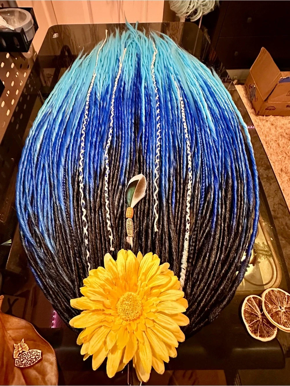 Blue Ombre Synthetic Dreadlock Extensions with Full New 60 DE Dreadlocks